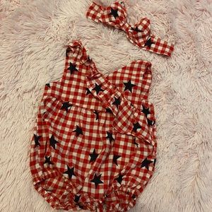 Patriotic baby girl bubble romper